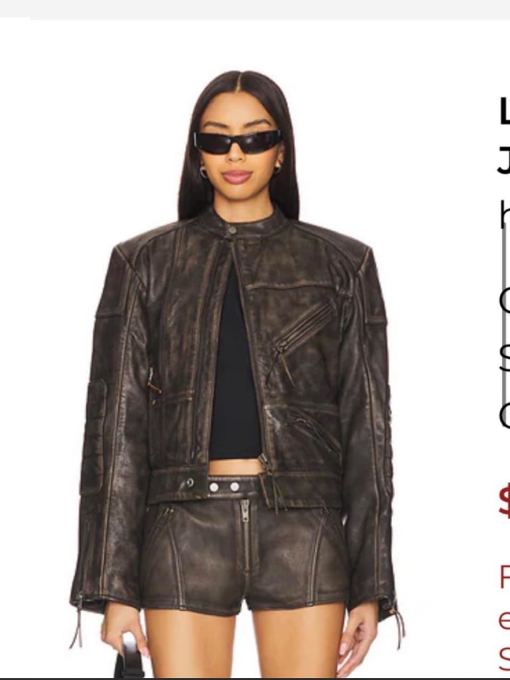H:OURS Lavinia Leather Racer Jacket